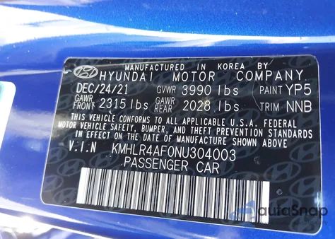 2022 Hyundai Elantra N Line z USA, uszkodzony, nr VIN KMHLR4AF0NU304003